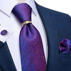 Luxury Wedding High Quality Solid Color Floral Tie For Men Fashion Silk Necktie Cufflink Silk Tie Set For Men Stevvex
