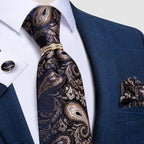 Luxury Wedding High Quality Solid Color Floral Tie For Men Fashion Silk Necktie Cufflink Silk Tie Set For Men Stevvex