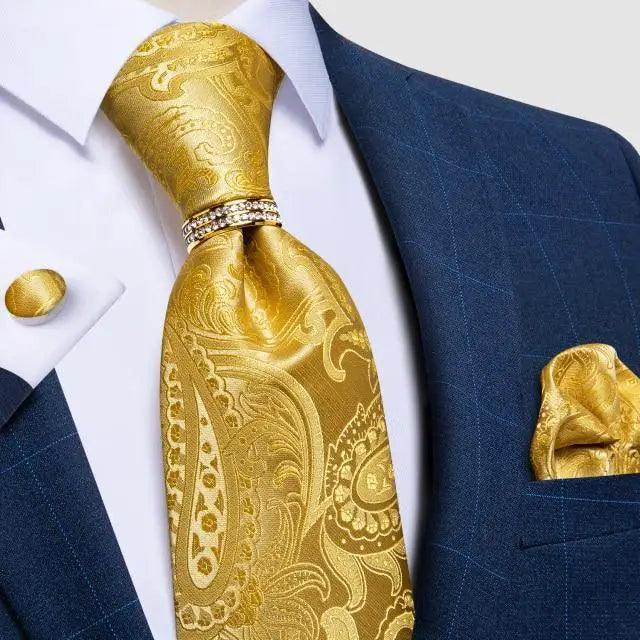 Luxury Wedding High Quality Solid Color Floral Tie For Men Fashion Silk Necktie Cufflink Silk Tie Set For Men Stevvex