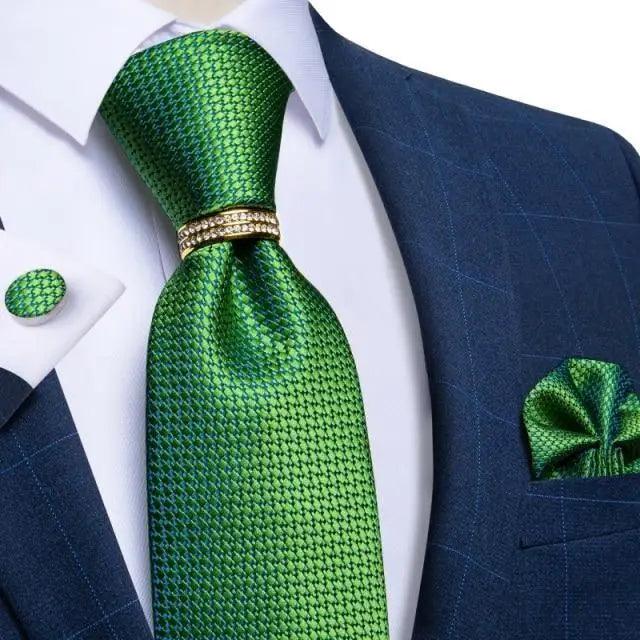 Luxury Wedding High Quality Solid Color Floral Tie For Men Fashion Silk Necktie Cufflink Silk Tie Set For Men Stevvex