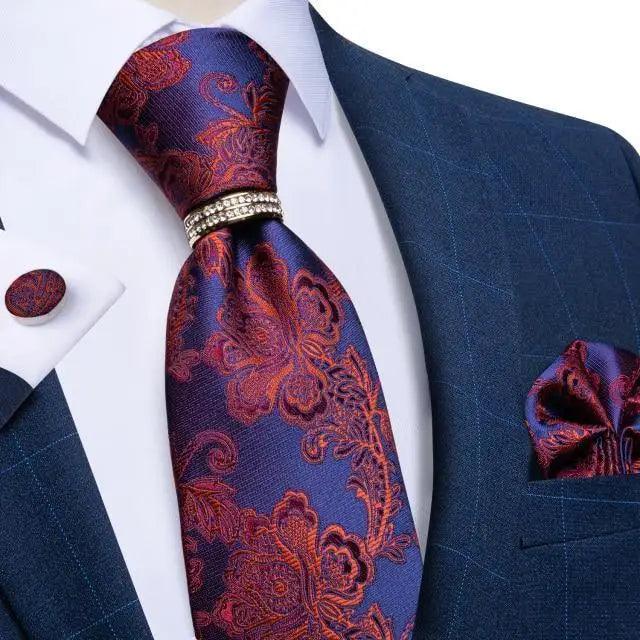 Luxury Wedding High Quality Solid Color Floral Tie For Men Fashion Silk Necktie Cufflink Silk Tie Set For Men Stevvex