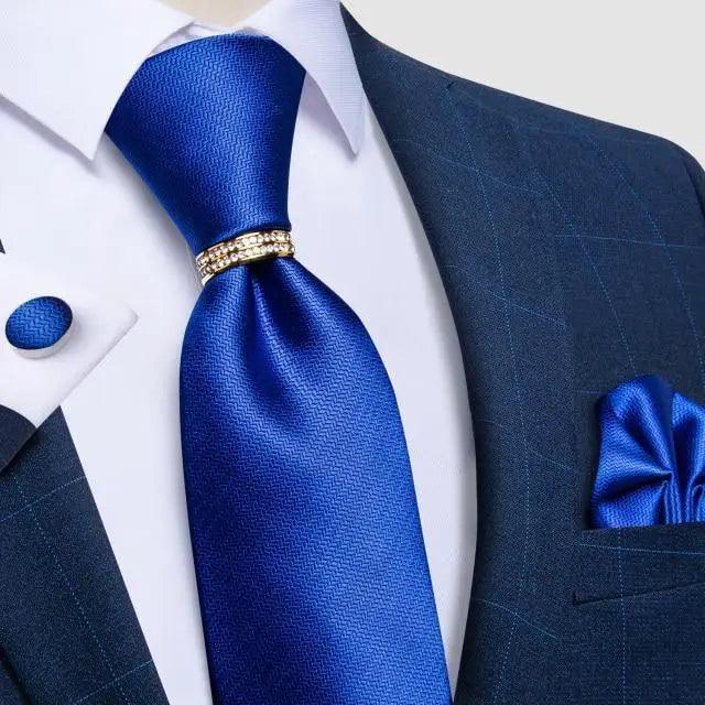 Luxury Wedding High Quality Solid Color Floral Tie For Men Fashion Silk Necktie Cufflink Silk Tie Set For Men Stevvex