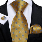 Luxury Wedding Party Floral Design Silk Necktie Hanky And Matching Cufflinks Set For Men Classic Design Necktie Set For Men Stevvex