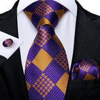 Luxury Wedding Party Floral Design Silk Necktie Hanky And Matching Cufflinks Set For Men Classic Design Necktie Set For Men Stevvex