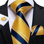 Luxury Wedding Party Floral Design Silk Necktie Hanky And Matching Cufflinks Set For Men Classic Design Necktie Set For Men Stevvex