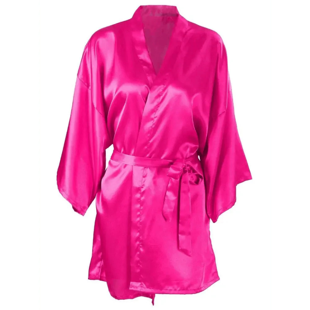 Luxury White Silk Women Bathrobe Soft Short Ladies Sleepwear Indoor Bathrobe Party Sleepwear With Waist Belt Stevvex