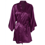 Luxury White Silk Women Bathrobe Soft Short Ladies Sleepwear Indoor Bathrobe Party Sleepwear With Waist Belt Stevvex
