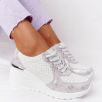 Luxury White Womens Casual Shoes Height Increasing Sport Shoes Air Cushion Comfortable Sneakers Vulcanized Shoes Womens Platform Slip-on High Top Sneakers