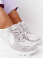 Luxury White Womens Casual Shoes Height Increasing Sport Shoes Air Cushion Comfortable Sneakers Vulcanized Shoes Womens Platform Slip-on High Top Sneakers