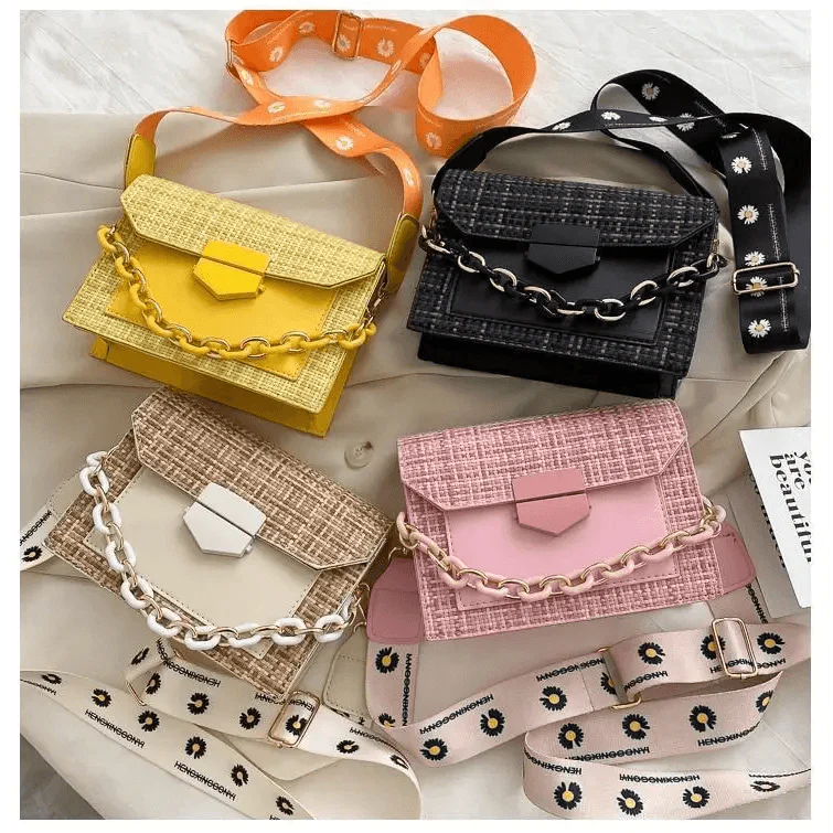 Luxury Wide Strap Shoulder Bags for Women And Girls Designer Lady Handbags and Purses Fashionable Chain Messenger Crossbody Bags Stevvex