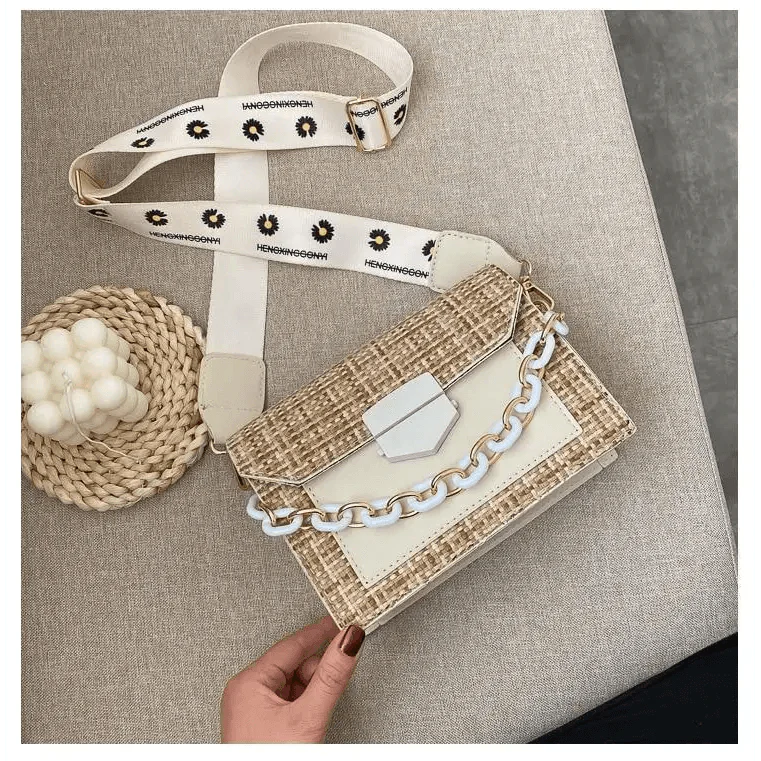 Luxury Wide Strap Shoulder Bags for Women And Girls Designer Lady Handbags and Purses Fashionable Chain Messenger Crossbody Bags Stevvex