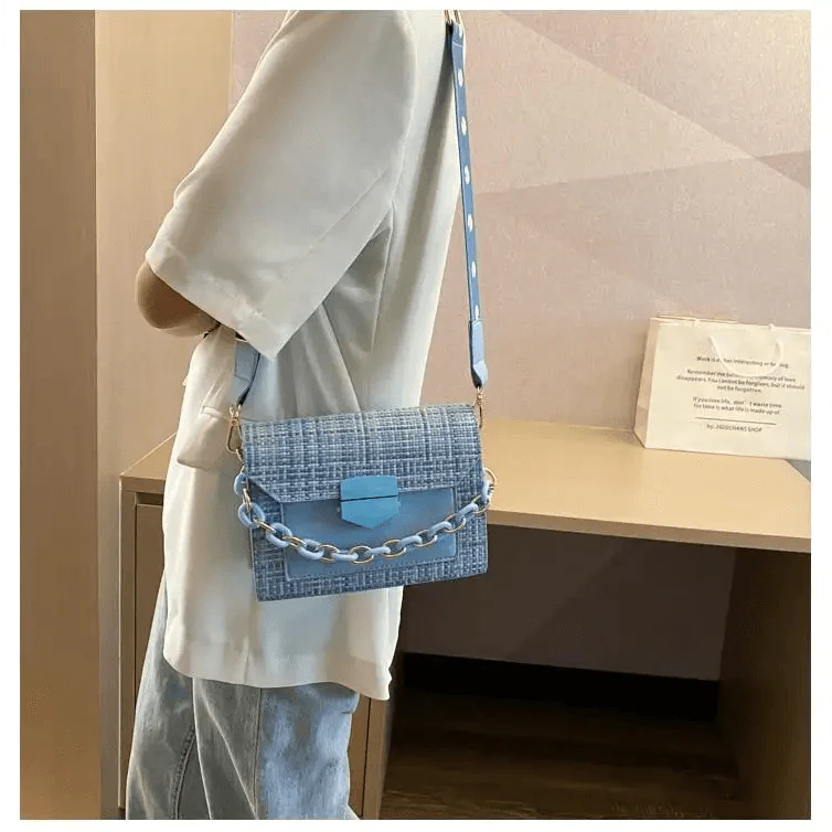 Luxury Wide Strap Shoulder Bags for Women And Girls Designer Lady Handbags and Purses Fashionable Chain Messenger Crossbody Bags Stevvex