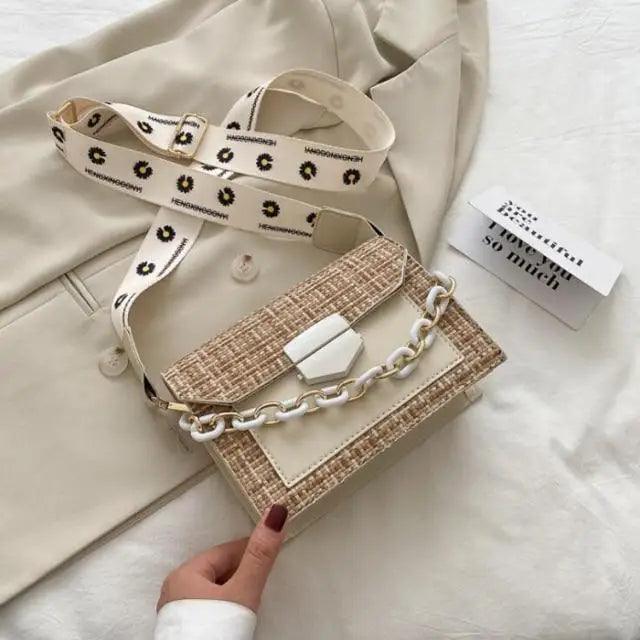 Luxury Wide Strap Shoulder Bags for Women And Girls Designer Lady Handbags and Purses Fashionable Chain Messenger Crossbody Bags Stevvex