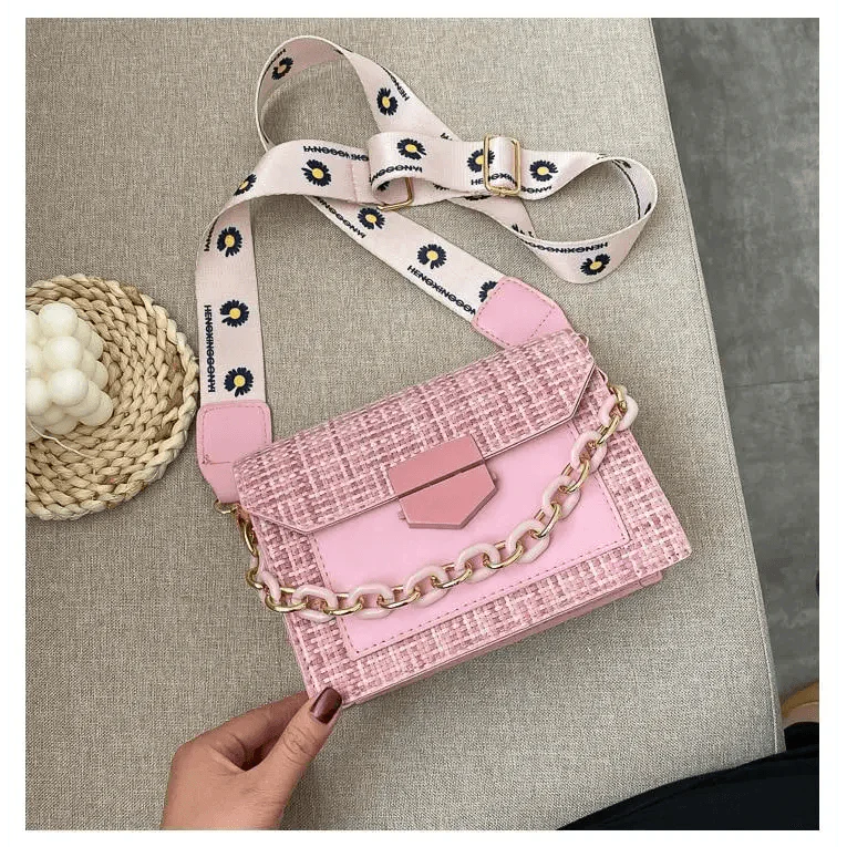Luxury Wide Strap Shoulder Bags for Women And Girls Designer Lady Handbags and Purses Fashionable Chain Messenger Crossbody Bags Stevvex