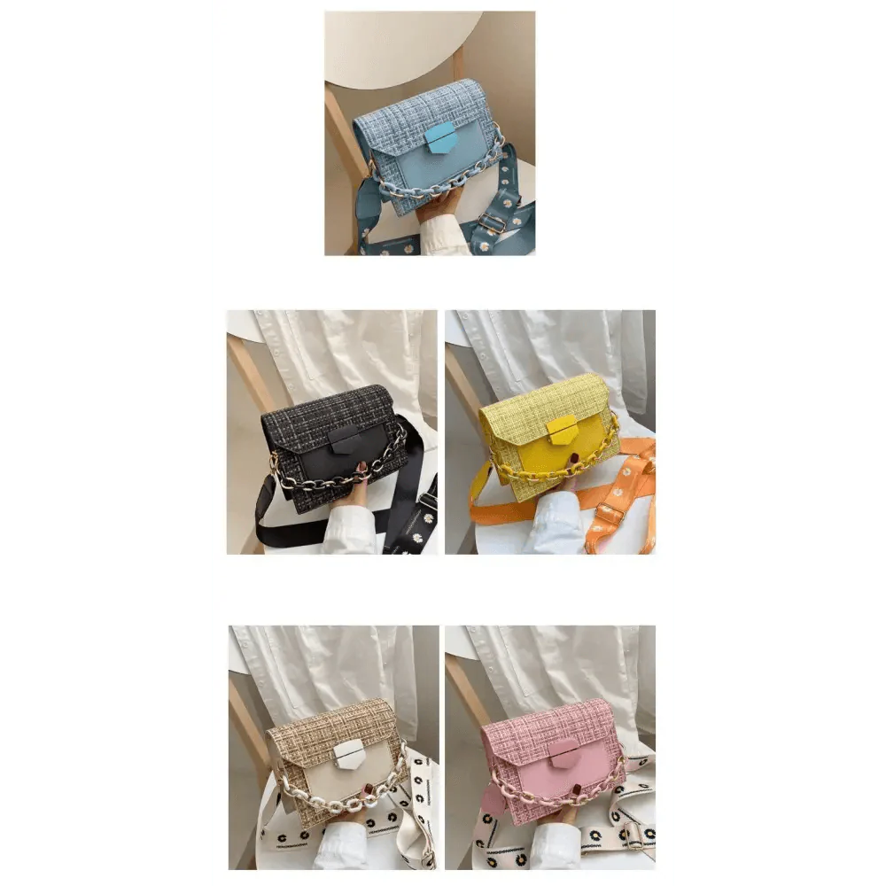 Luxury Wide Strap Shoulder Bags for Women And Girls Designer Lady Handbags and Purses Fashionable Chain Messenger Crossbody Bags Stevvex