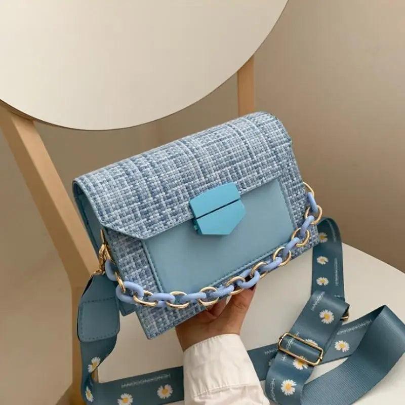 Luxury Wide Strap Shoulder Bags for Women And Girls Designer Lady Handbags and Purses Fashionable Chain Messenger Crossbody Bags Stevvex