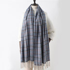 Winter  Long Plaid Headwear Scarf Warm Shawls Cashmere Female Scarfs Scarves Lady Tassel Shawl Wraps For Women