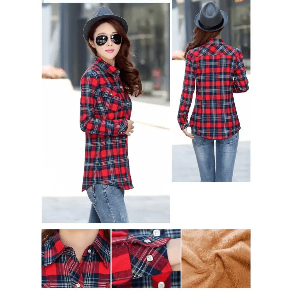 Luxury Winter Warm, Plus Velvet Thicken Plaid Shirt Style Coat Jacket For Women Clothes/Tops/Casual/Jacket/Outerwear For Female Stevvex