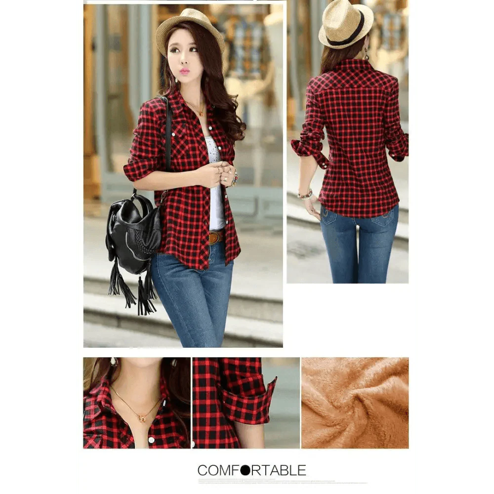 Luxury Winter Warm, Plus Velvet Thicken Plaid Shirt Style Coat Jacket For Women Clothes/Tops/Casual/Jacket/Outerwear For Female Stevvex