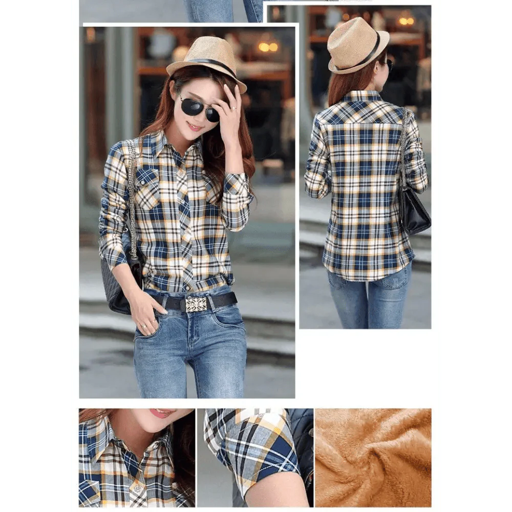 Luxury Winter Warm, Plus Velvet Thicken Plaid Shirt Style Coat Jacket For Women Clothes/Tops/Casual/Jacket/Outerwear For Female Stevvex