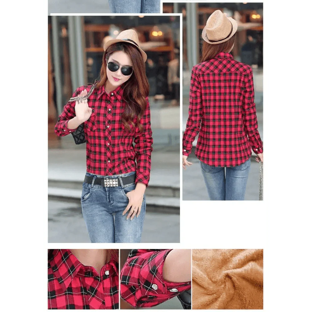 Luxury Winter Warm, Plus Velvet Thicken Plaid Shirt Style Coat Jacket For Women Clothes/Tops/Casual/Jacket/Outerwear For Female Stevvex