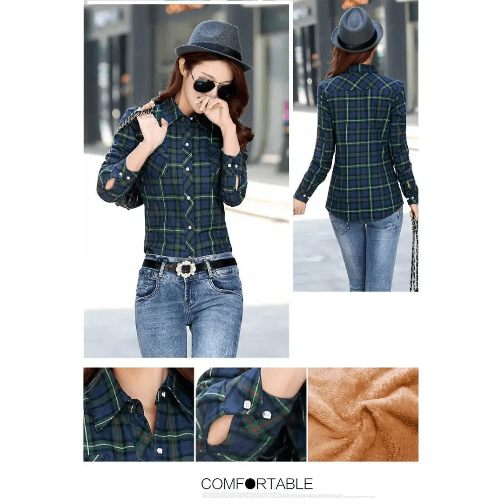Luxury Winter Warm, Plus Velvet Thicken Plaid Shirt Style Coat Jacket For Women Clothes/Tops/Casual/Jacket/Outerwear For Female Stevvex