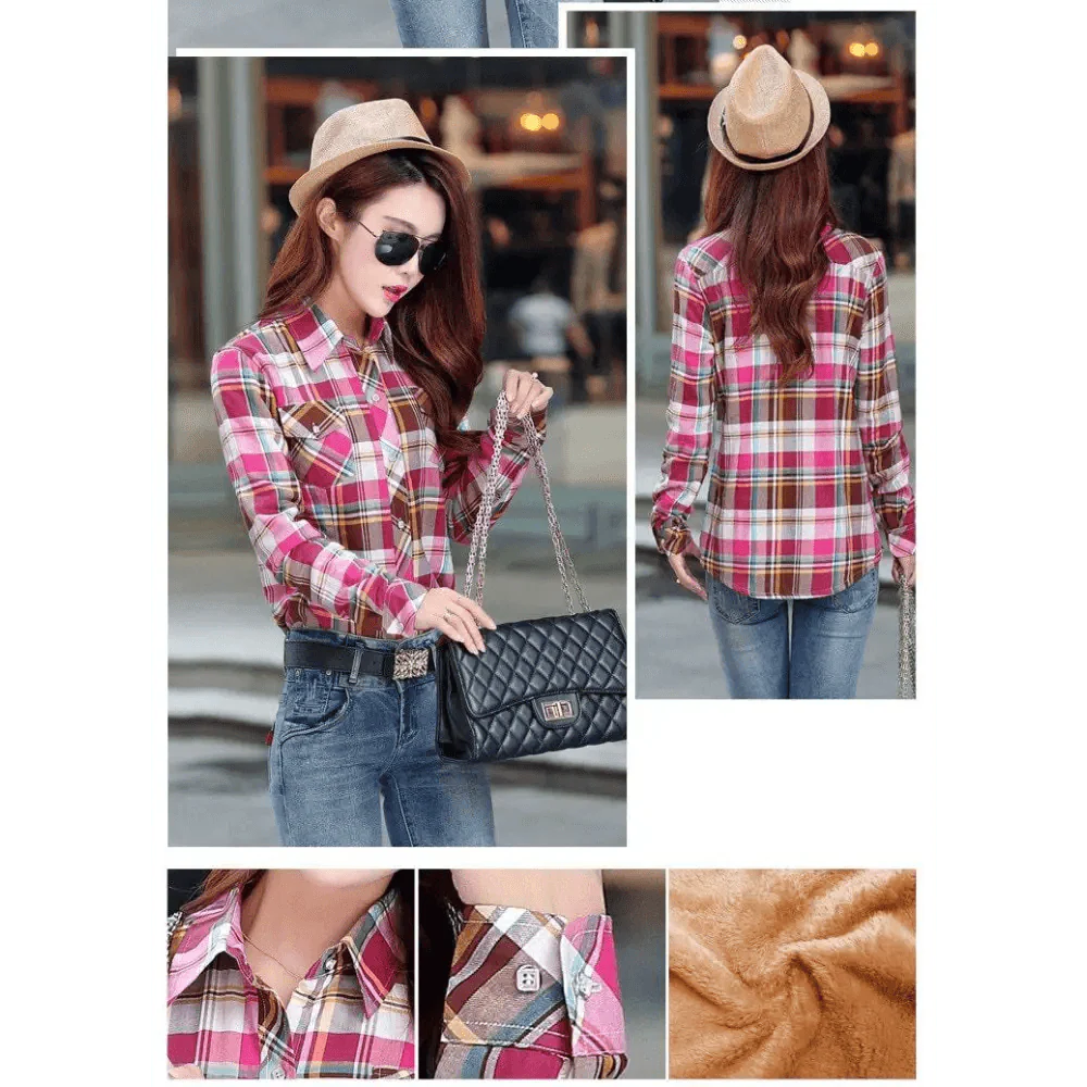 Luxury Winter Warm, Plus Velvet Thicken Plaid Shirt Style Coat Jacket For Women Clothes/Tops/Casual/Jacket/Outerwear For Female Stevvex
