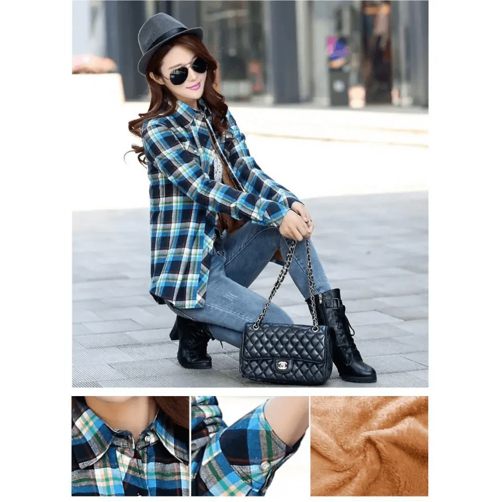 Luxury Winter Warm, Plus Velvet Thicken Plaid Shirt Style Coat Jacket For Women Clothes/Tops/Casual/Jacket/Outerwear For Female Stevvex