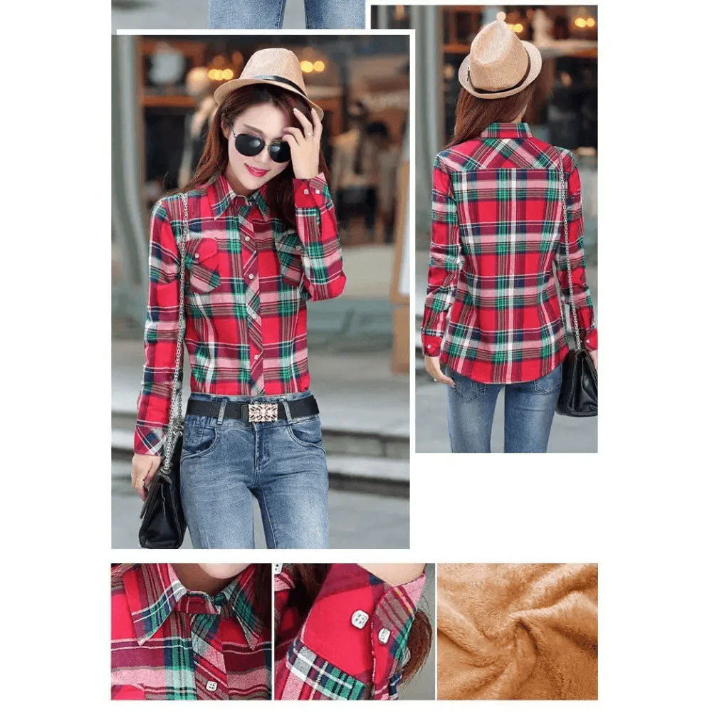 Luxury Winter Warm, Plus Velvet Thicken Plaid Shirt Style Coat Jacket For Women Clothes/Tops/Casual/Jacket/Outerwear For Female Stevvex
