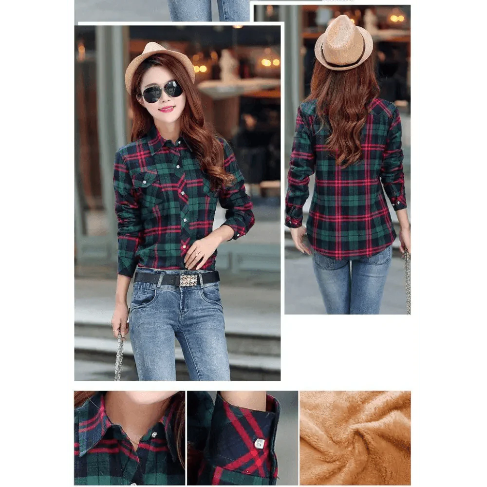 Luxury Winter Warm, Plus Velvet Thicken Plaid Shirt Style Coat Jacket For Women Clothes/Tops/Casual/Jacket/Outerwear For Female Stevvex