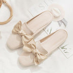 Luxury Woman Summer Close Toe Slippers Lazy Slides Flat Heel Slippers Outdoor Flip Flops Shoes Black Dress Shoes Soft Round-Toe White Flats Casual Flats Shoes Stevvex