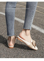 Luxury Woman Summer Close Toe Slippers Lazy Slides Flat Heel Slippers Outdoor Flip Flops Shoes Black Dress Shoes Soft Round-Toe White Flats Casual Flats Shoes Stevvex