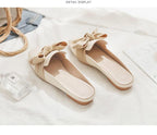 Luxury Woman Summer Close Toe Slippers Lazy Slides Flat Heel Slippers Outdoor Flip Flops Shoes Black Dress Shoes Soft Round-Toe White Flats Casual Flats Shoes Stevvex