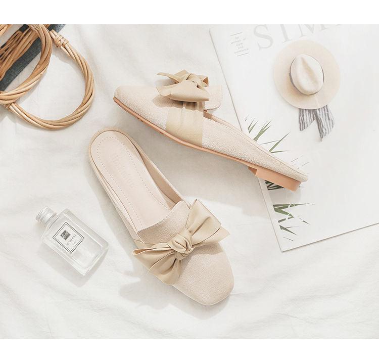 Luxury Woman Summer Close Toe Slippers Lazy Slides Flat Heel Slippers Outdoor Flip Flops Shoes Black Dress Shoes Soft Round-Toe White Flats Casual Flats Shoes Stevvex