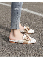 Luxury Woman Summer Close Toe Slippers Lazy Slides Flat Heel Slippers Outdoor Flip Flops Shoes Black Dress Shoes Soft Round-Toe White Flats Casual Flats Shoes Stevvex