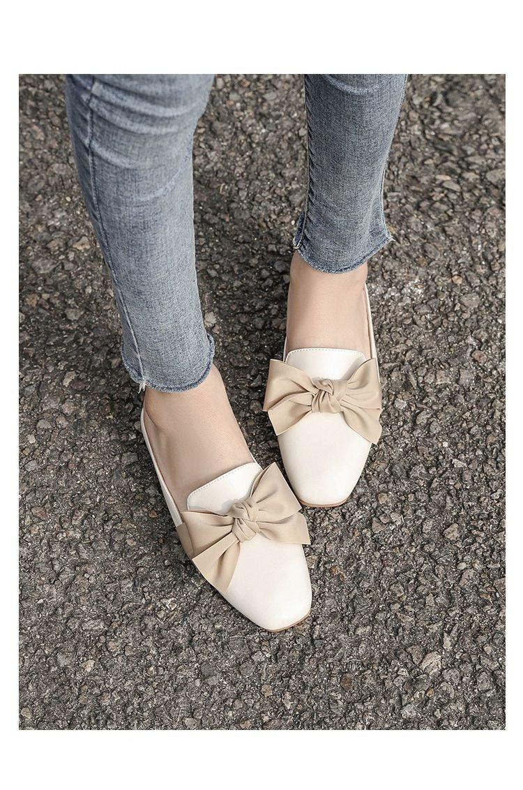 Luxury Woman Summer Close Toe Slippers Lazy Slides Flat Heel Slippers Outdoor Flip Flops Shoes Black Dress Shoes Soft Round-Toe White Flats Casual Flats Shoes Stevvex
