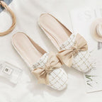 Luxury Woman Summer Close Toe Slippers Lazy Slides Flat Heel Slippers Outdoor Flip Flops Shoes Black Dress Shoes Soft Round-Toe White Flats Casual Flats Shoes Stevvex