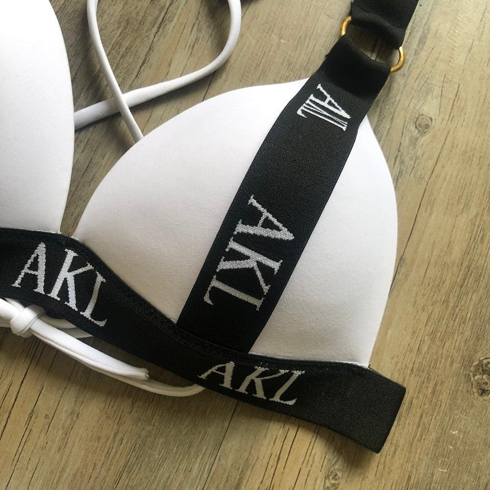 Luxury Women Bikini Set Letter Print Swimsuit Female Push Up Bandage Black Swimwear Women Bikini Set Swimming Bathing Suit Women Swimsuit Bikini Set Letter Print Swimwear Bathing Suit Stevvex