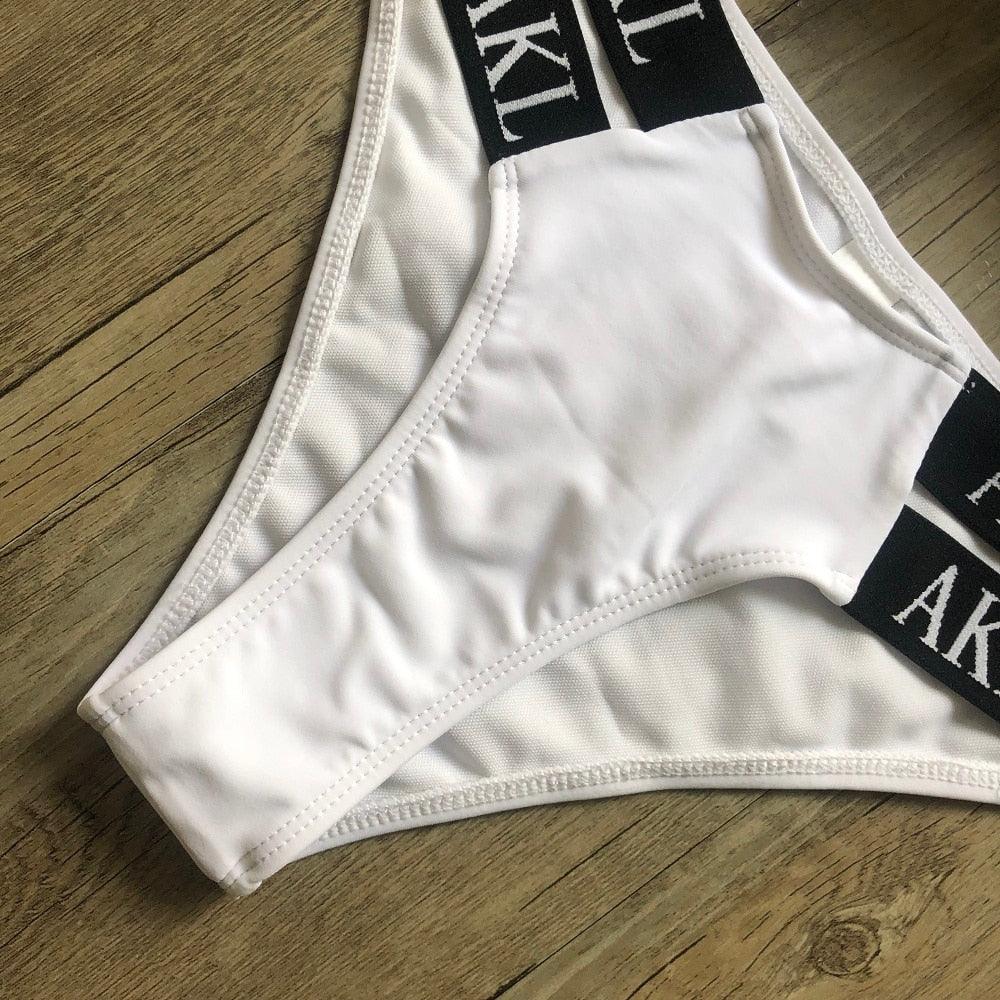 Luxury Women Bikini Set Letter Print Swimsuit Female Push Up Bandage Black Swimwear Women Bikini Set Swimming Bathing Suit Women Swimsuit Bikini Set Letter Print Swimwear Bathing Suit Stevvex