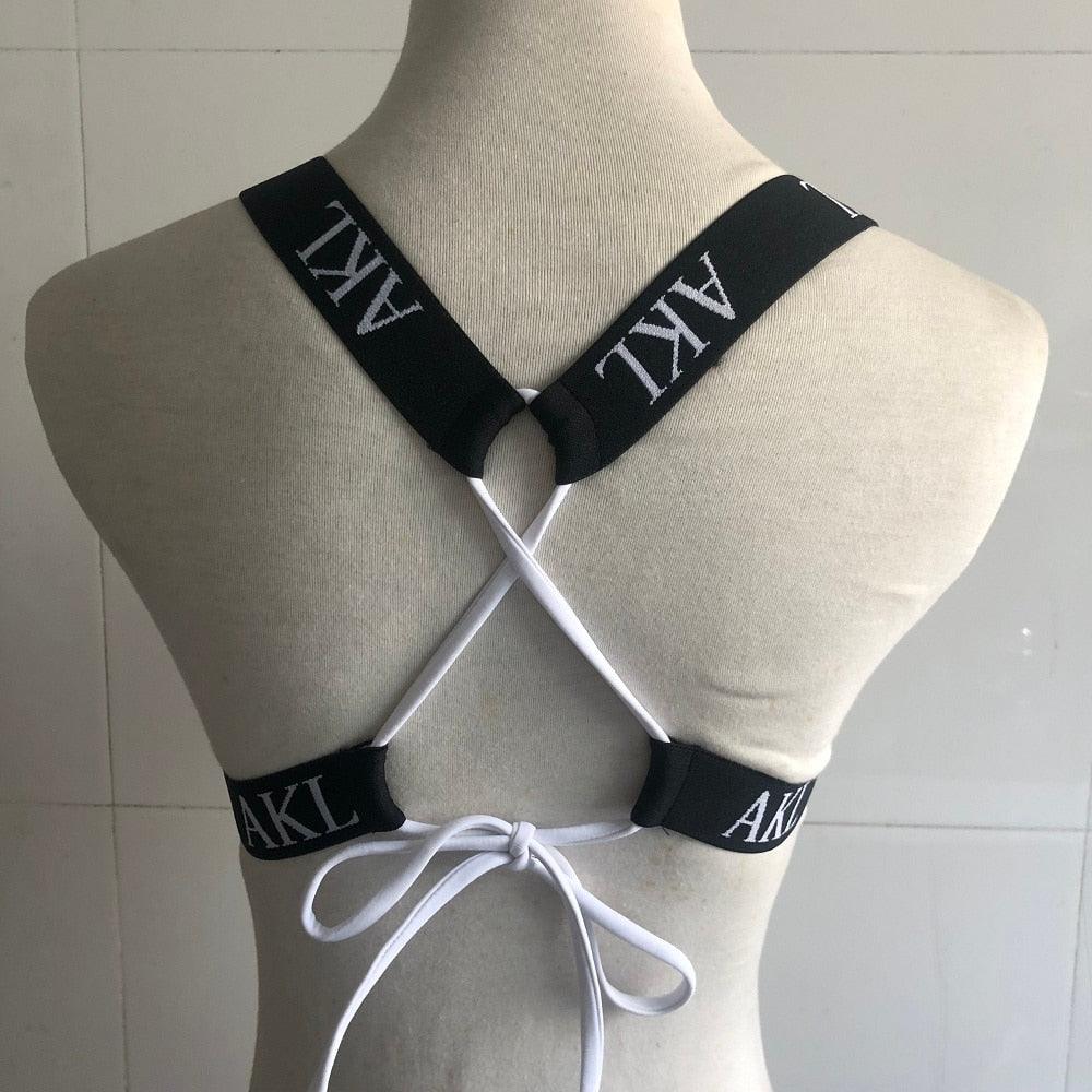 Luxury Women Bikini Set Letter Print Swimsuit Female Push Up Bandage Black Swimwear Women Bikini Set Swimming Bathing Suit Women Swimsuit Bikini Set Letter Print Swimwear Bathing Suit Stevvex