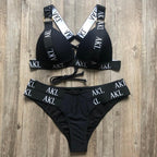 Luxury Women Bikini Set Letter Print Swimsuit Female Push Up Bandage Black Swimwear Women Bikini Set Swimming Bathing Suit Women Swimsuit Bikini Set Letter Print Swimwear Bathing Suit Stevvex