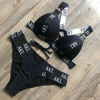 Luxury Women Bikini Set Letter Print Swimsuit Female Push Up Bandage Black Swimwear Women Bikini Set Swimming Bathing Suit Women Swimsuit Bikini Set Letter Print Swimwear Bathing Suit Stevvex