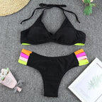 Luxury Women Black Bikini High Waist Swimwear Female 2 Pieces Set Swimsuit Bathing Suit Women Beach Women's High Waisted Bandage Bikini Set Two Piece Push Up Swimsuits Stevvex