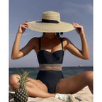 Luxury Women Black Bikini High Waist Swimwear Female 2 Pieces Set Swimsuit Bathing Suit Women Beach Women's High Waisted Bandage Bikini Set Two Piece Push Up Swimsuits Stevvex