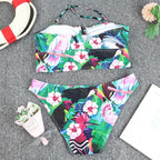 Luxury Women Black Bikini High Waist Swimwear Female 2 Pieces Set Swimsuit Bathing Suit Women Beach Women's High Waisted Bandage Bikini Set Two Piece Push Up Swimsuits Stevvex