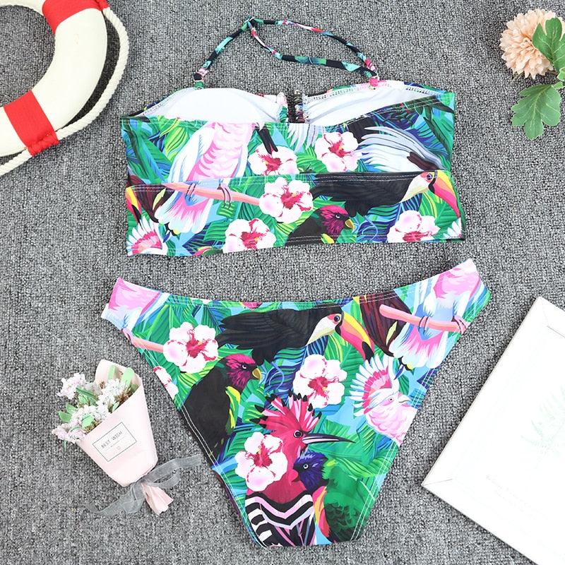 Luxury Women Black Bikini High Waist Swimwear Female 2 Pieces Set Swimsuit Bathing Suit Women Beach Women's High Waisted Bandage Bikini Set Two Piece Push Up Swimsuits Stevvex