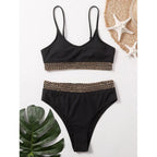 Luxury Women Black Bikini High Waist Swimwear Female 2 Pieces Set Swimsuit Bathing Suit Women Beach Women's High Waisted Bandage Bikini Set Two Piece Push Up Swimsuits Stevvex