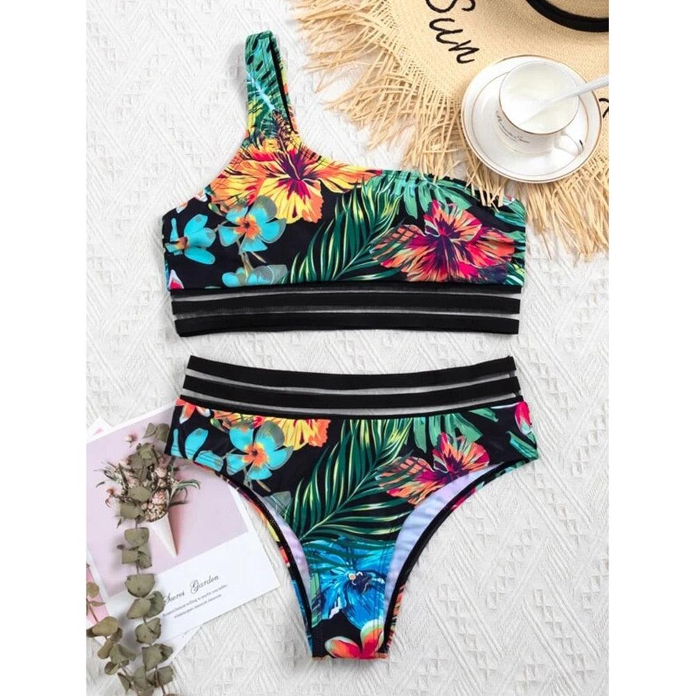 Luxury Women Black Bikini High Waist Swimwear Female 2 Pieces Set Swimsuit Bathing Suit Women Beach Women's High Waisted Bandage Bikini Set Two Piece Push Up Swimsuits Stevvex