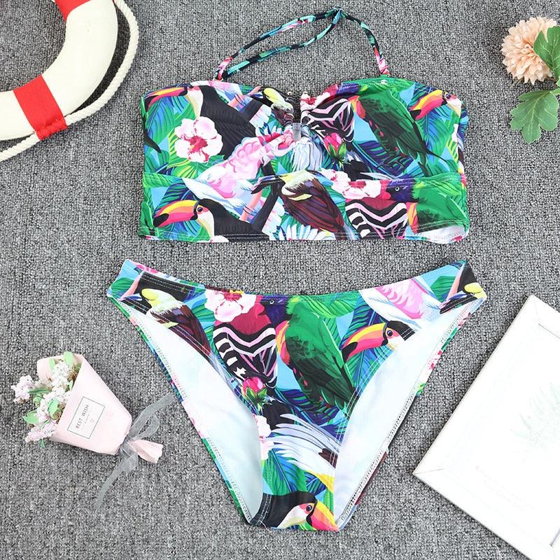 Luxury Women Black Bikini High Waist Swimwear Female 2 Pieces Set Swimsuit Bathing Suit Women Beach Women's High Waisted Bandage Bikini Set Two Piece Push Up Swimsuits Stevvex