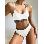 Luxury Women Black Bikini High Waist Swimwear Female 2 Pieces Set Swimsuit Bathing Suit Women Beach Women's High Waisted Bandage Bikini Set Two Piece Push Up Swimsuits Stevvex
